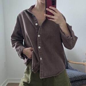 Emory Park Denim Jacket, Small, Brown, 3/4 Sleeves, Button Down